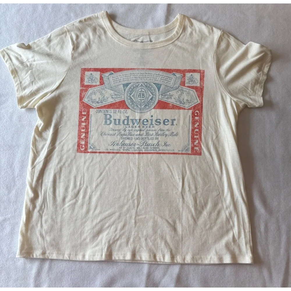 Lot of 2 Budweiser and Jack Daniels T-Shirts Mens XL Cream Black Distressed - Picture 1 of 12